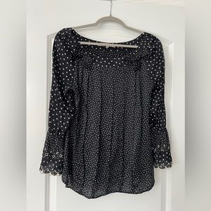 Blumarine silk blouse. Black/beige polka dots. Excellent condition. Italy 44/US8